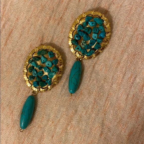 Gold/ Turquoise handmade earrings from Turkey 😍 - Picture 4 of 5